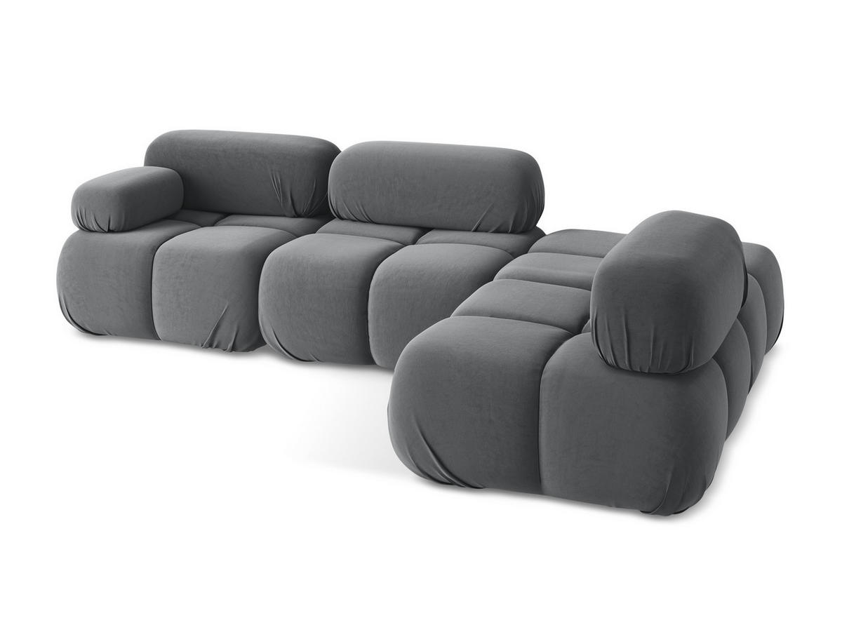 ECKSOFA Rechts Samt Stoff Grau - Dunkelgrau/Schwarz, Kunststoff/Textil (285/190cm) - Makamii