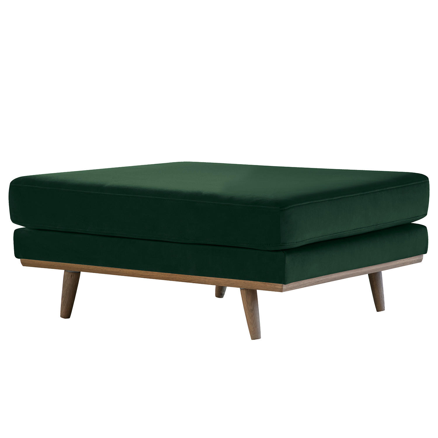 POLSTERHOCKER - Eichefarben/Grün, Eichenholz/Textil (85/43/60cm) - home24