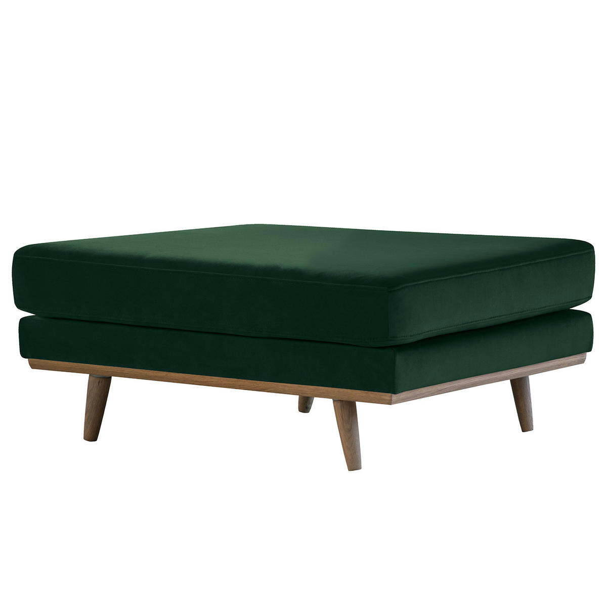 POLSTERHOCKER - Eichefarben/Grün, Eichenholz/Textil (85/43/60cm) - home24