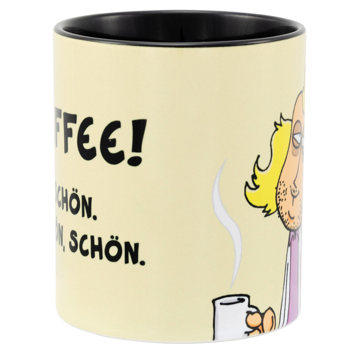 KAFFEEBECHER Ralph Ruthe Pete - Kaffee! Schön. Schön, schön. Beige 320 ml - Beige, Keramik (0.32L) - United Labels