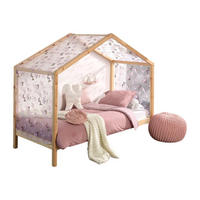 HAUSBETT mit Textilhimmel Kapua 210x170x97 aus Massivholz in Natur - Rosa, Holz (90/200cm) - 58aufmkessel