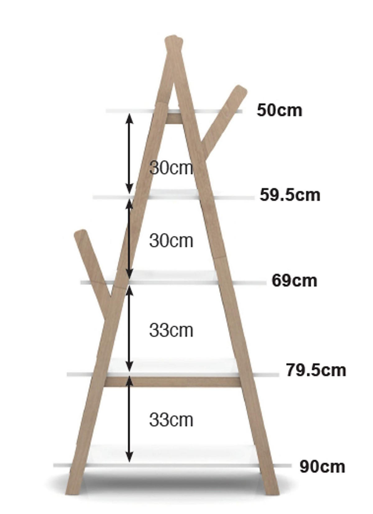 STANDREGAL Karilynn 90x34x169 aus MDF+Massivholz in der Farbe Weiß - Weiß, Holzwerkstoff (90/169/34cm) - 58aufmkessel