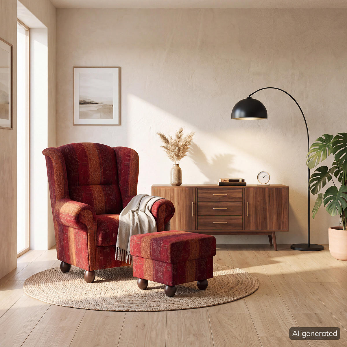 OHRENSESSEL - Webstoff - Rot - Rot, Textil (91/99/90cm) - home24