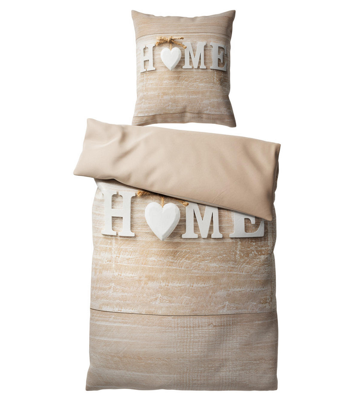 BETTWÄSCHE 2-teilig Home - Braun, Naturmaterialien (135/200cm) - Sanilo