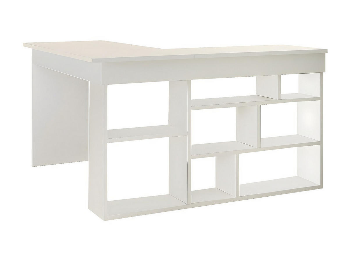 ECKSCHREIBTISCH mit Stauraum - Weiß - LILEUL - Weiß, Holz (120/129/72cm) - Vente-Unique