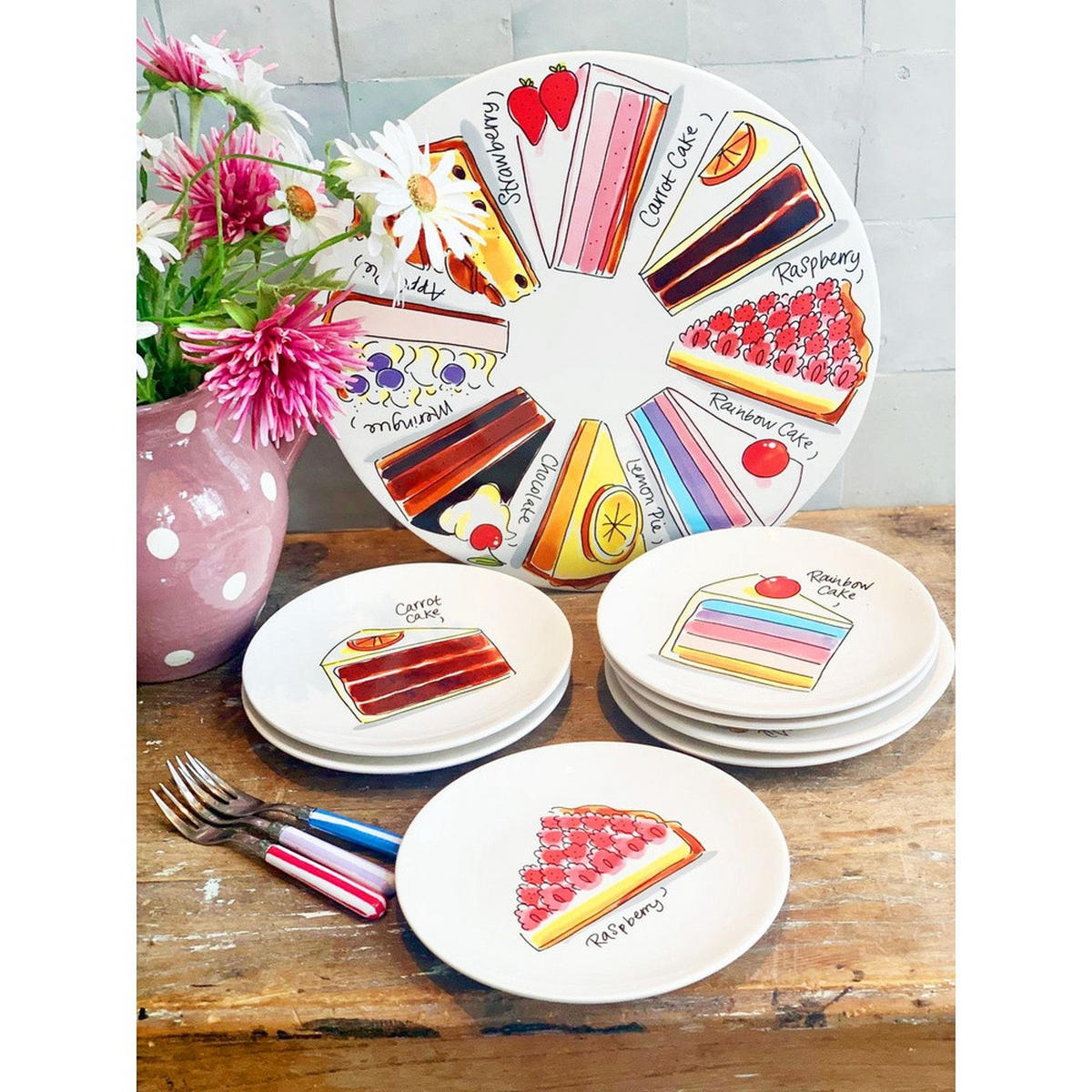 KUCHENTELLER Apfelkuchen in Bunt - 18cm - Multicolor, Keramik (18/18/2cm) - Blond Amsterdam