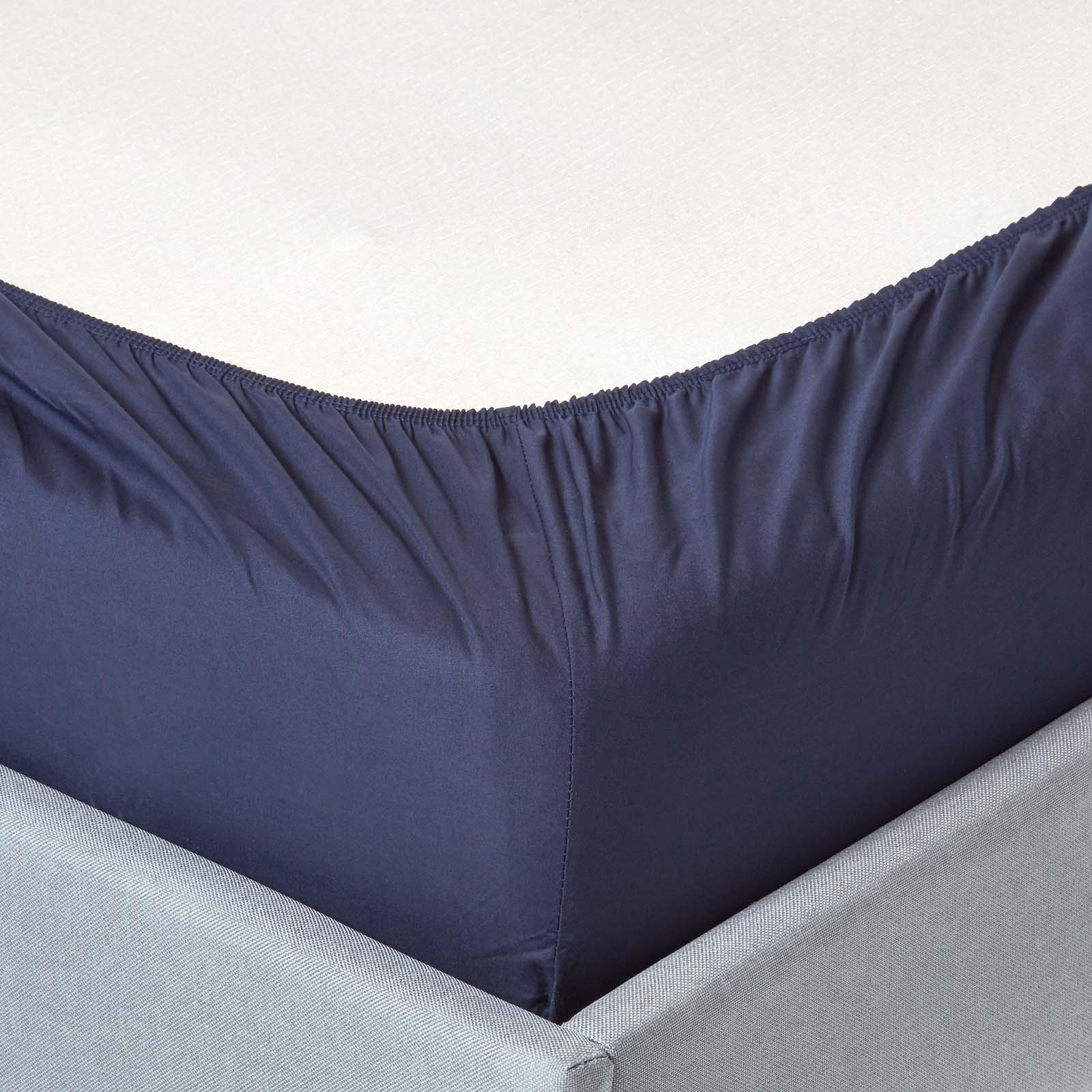 PERKAL-SPANNBETTLAKEN, Ägyptische Baumwolle, Fadendichte 200 - Dunkelblau, Textil (160/200cm) - Homescapes