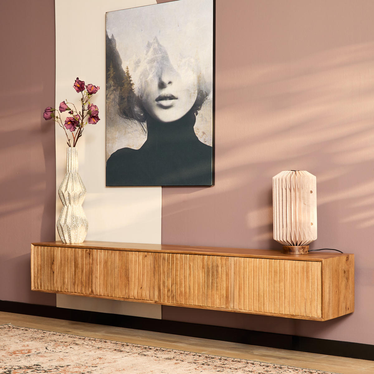 LOWBOARD Dimora Mangoholz 200 cm / 35 cm Natur - Naturfarben, Holz (200/30/35cm) - Villa Möbel