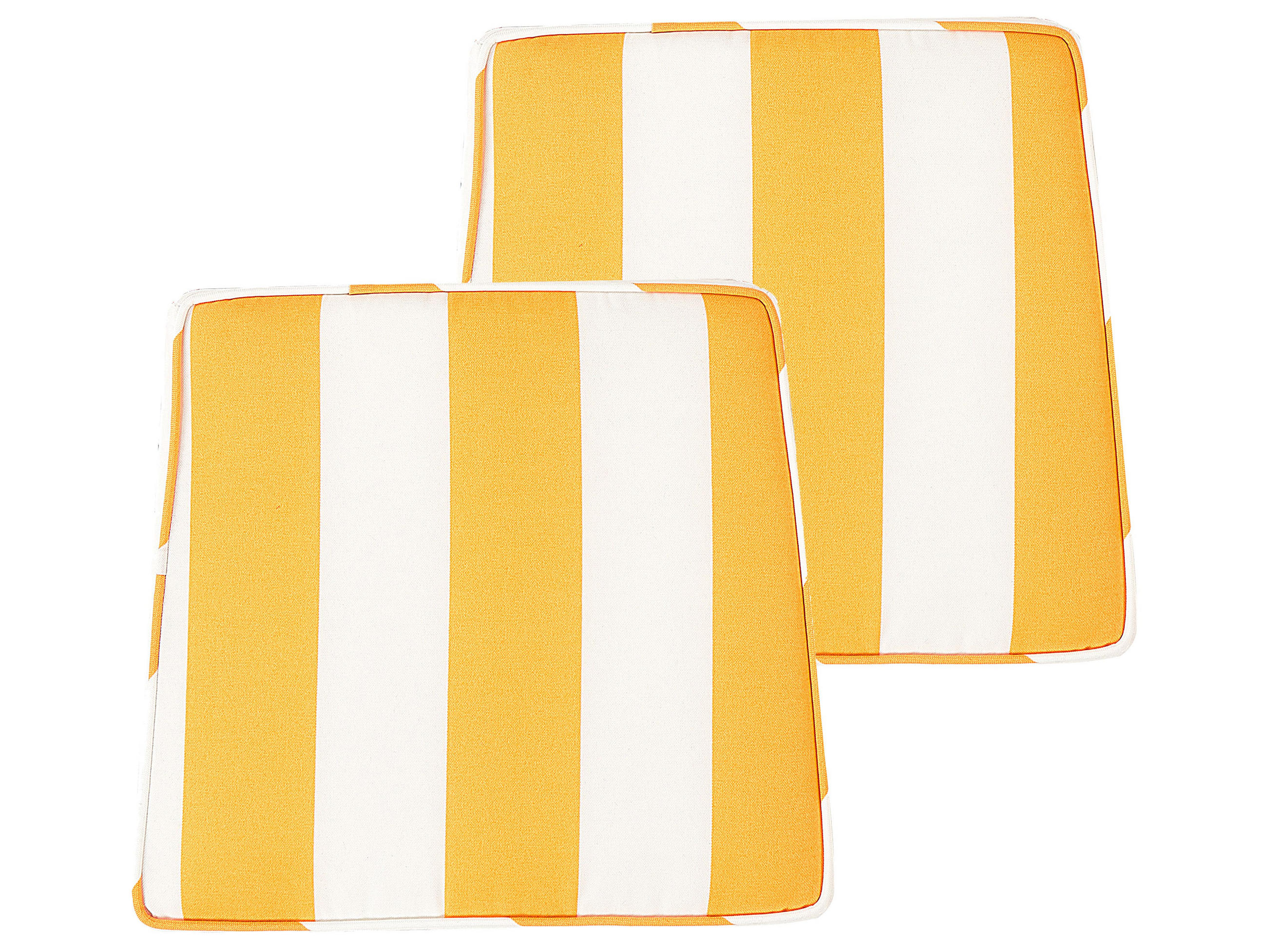 Gartenstuhlkissen 2er-Set Gelb 37/34 cm Terni - Gelb/Weiß, Textil (37/5/34cm) - Beliani