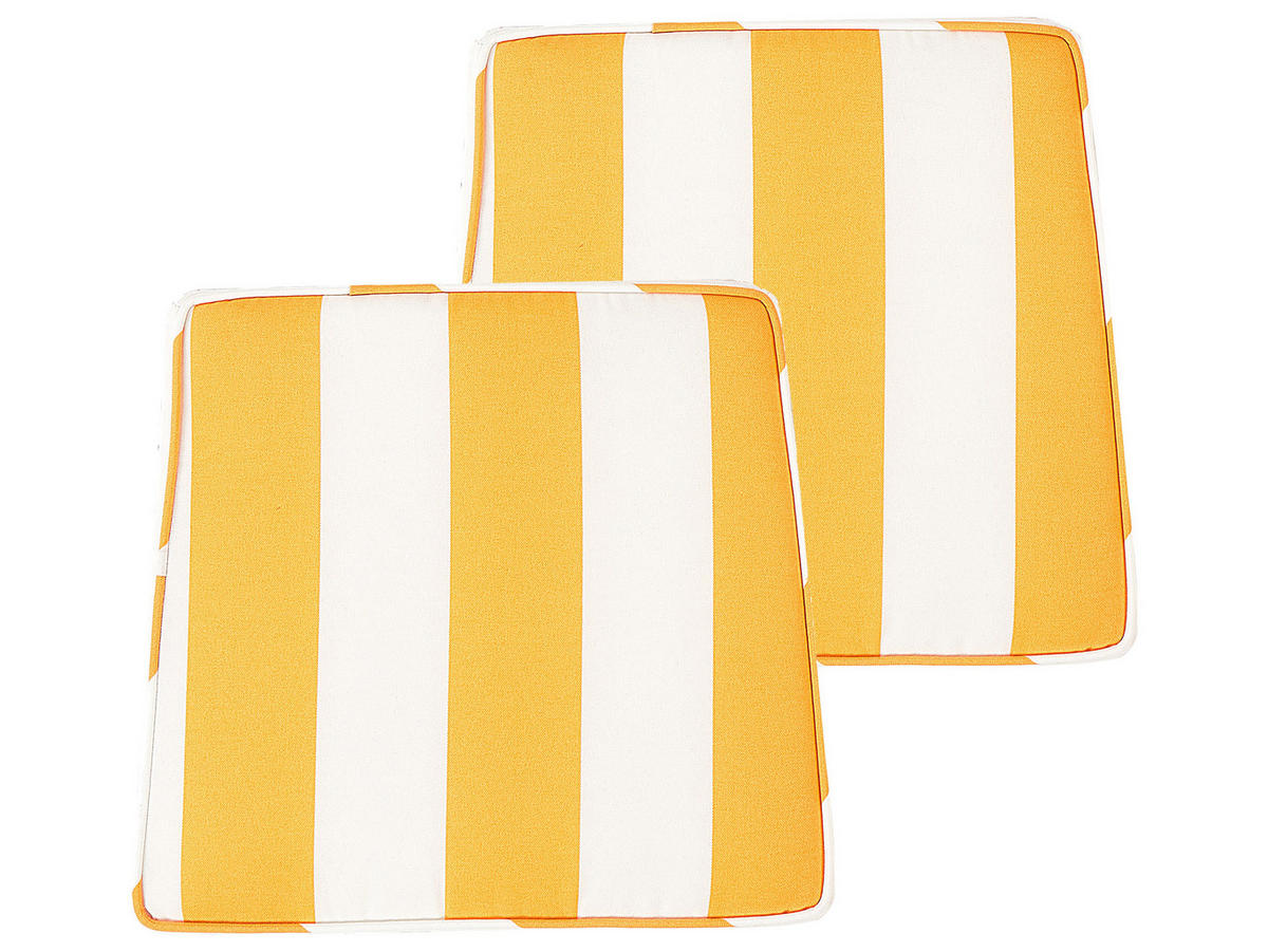 Gartenstuhlkissen 2er-Set Gelb 37/34 cm Terni - Gelb/Weiß, Textil (37/5/34cm) - Beliani