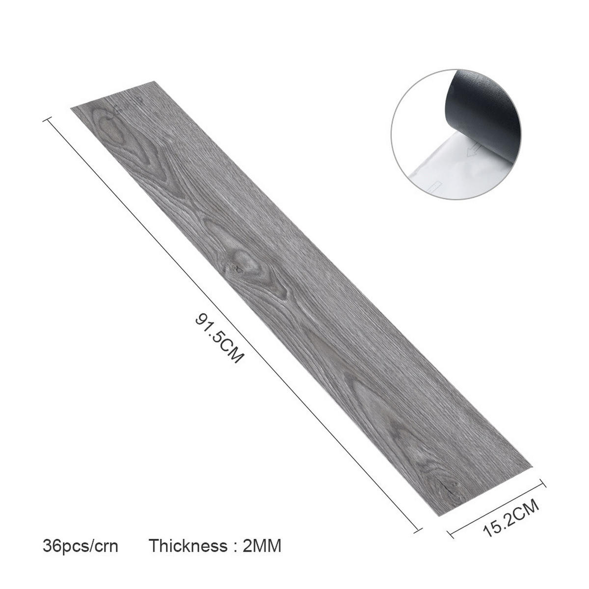 VINYLBODEN 5m²/36-TLG. selbstklebend PVC - Dunkelgrau, Kunststoff (0.2/91.5/15.2cm) - Livingandhome