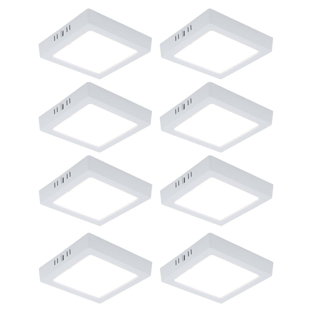 LED DECKENLEUCHTE Aufbau Weiß 8er Set - Weiß, Metall (16.7/16.7/3.1cm)