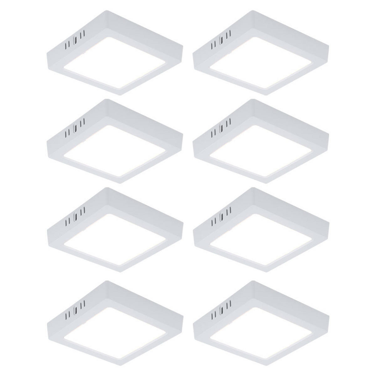 LED DECKENLEUCHTE Aufbau Weiß 8er Set - Weiß, Metall (16.7/16.7/3.1cm)