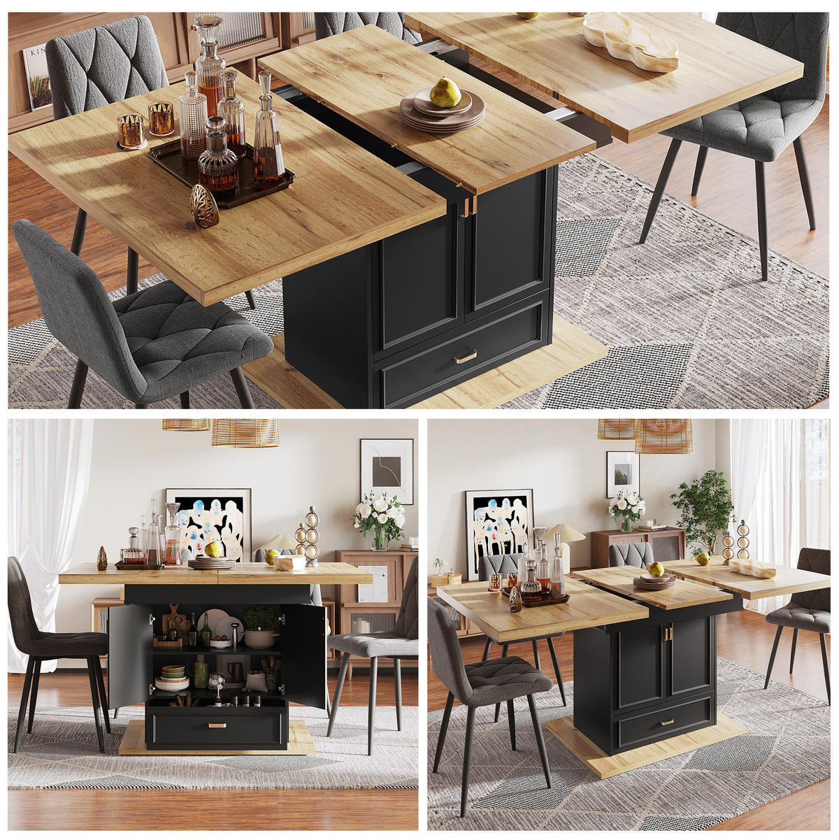 ROZKLÁDACÍ jídelní stůl 110-140/80/75 cm s úložným prostorem, odolnou MDF deskou a stabilní základnou, Přírodní dřevo - přírodní, kompozitní dřevo (110/80/75cm) - Redom