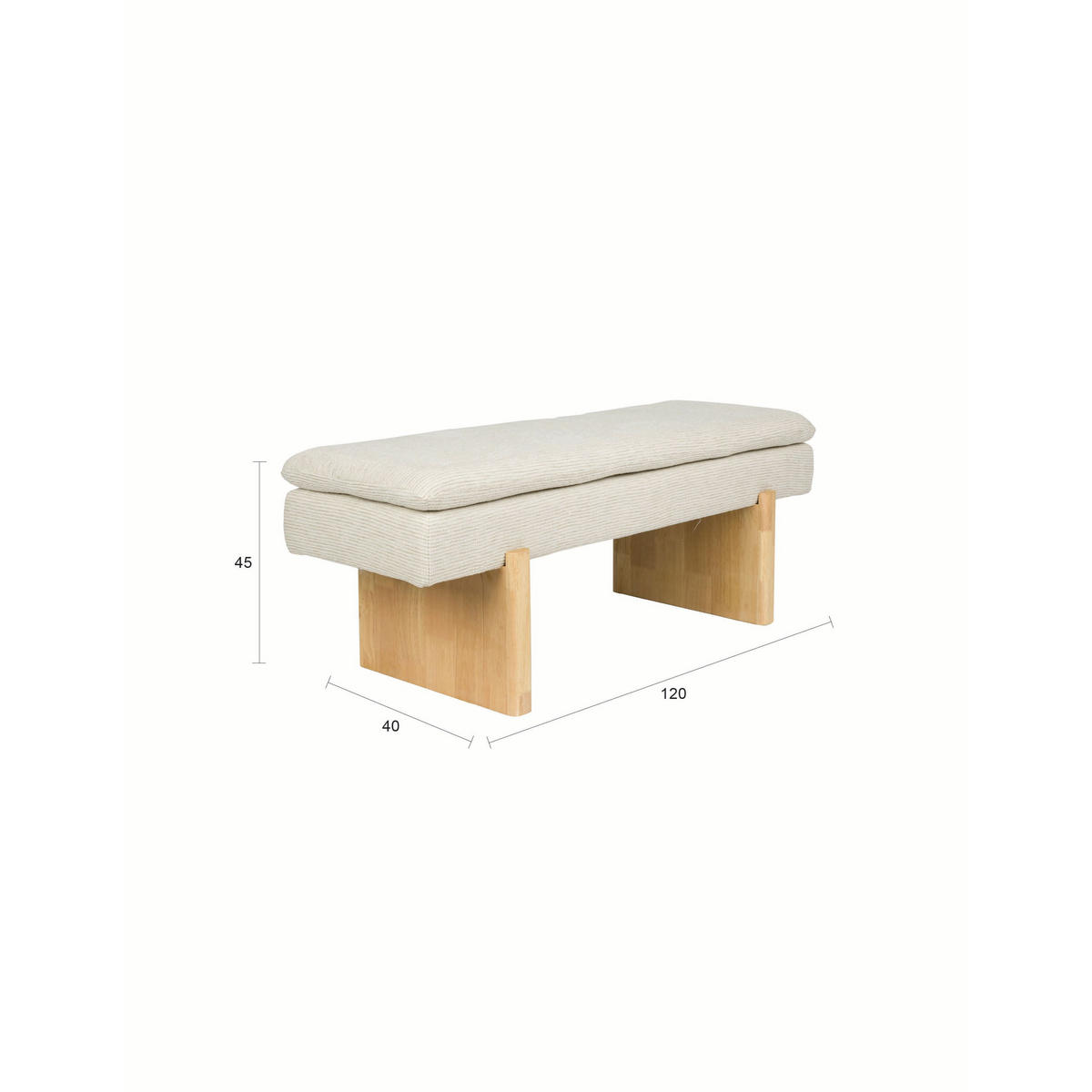 SITZBANK Jappo 120x40x45 cm Beige - Grau, Kunststoff (40/45/120cm) - Housecraft Living