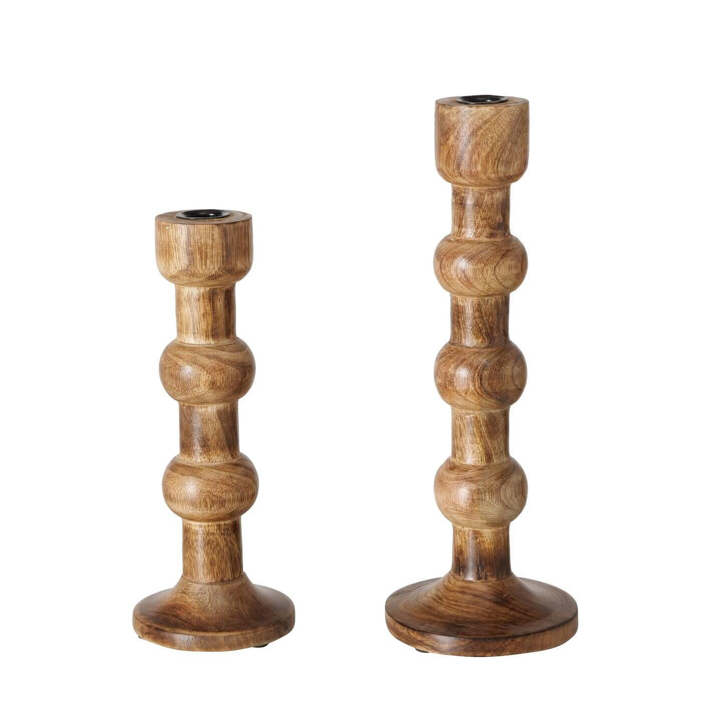 KERZENHALTER Bubbles 2er-Set - Dunkelbraun, Holz (12/34/12cm) - Boltze Home