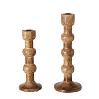KERZENHALTER Bubbles 2er-Set - Dunkelbraun, Holz (12/34/12cm) - Boltze Home