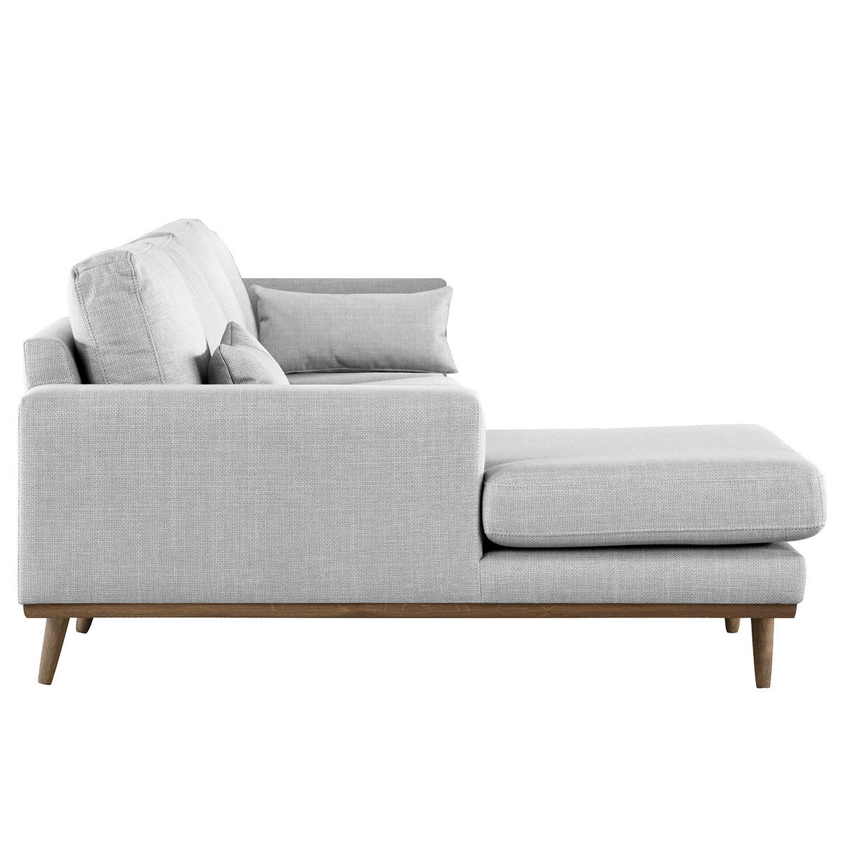 ECKSOFA mit Longchair - Eichefarben/Hellgrau, Eichenholz/Textil (281/153cm) - home24