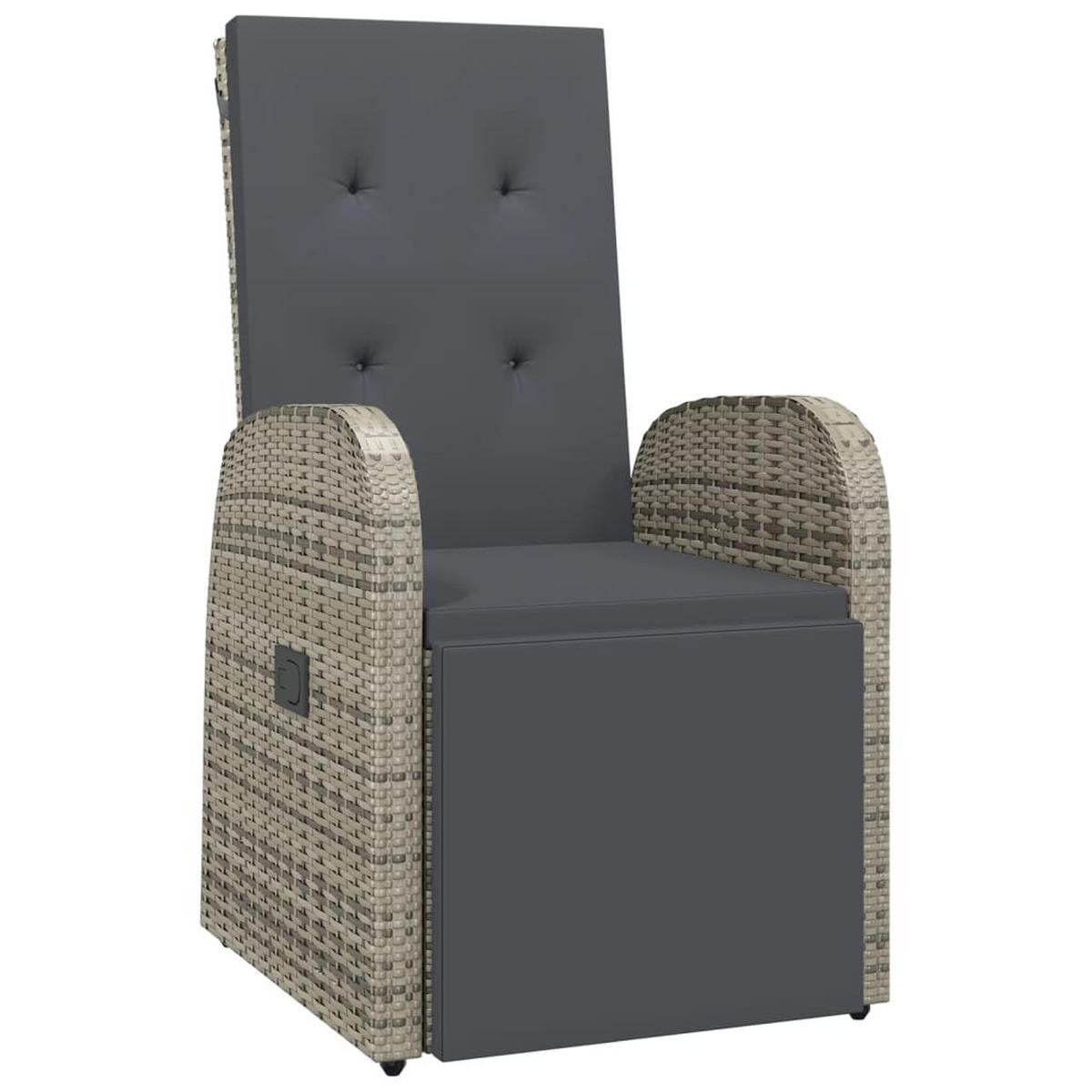 GARTEN-LIEGESTÜHLE Mit Kissen 2er Set Grau Poly Rattan - Grau, Kunststoff (57/106/69cm) - vidaXL