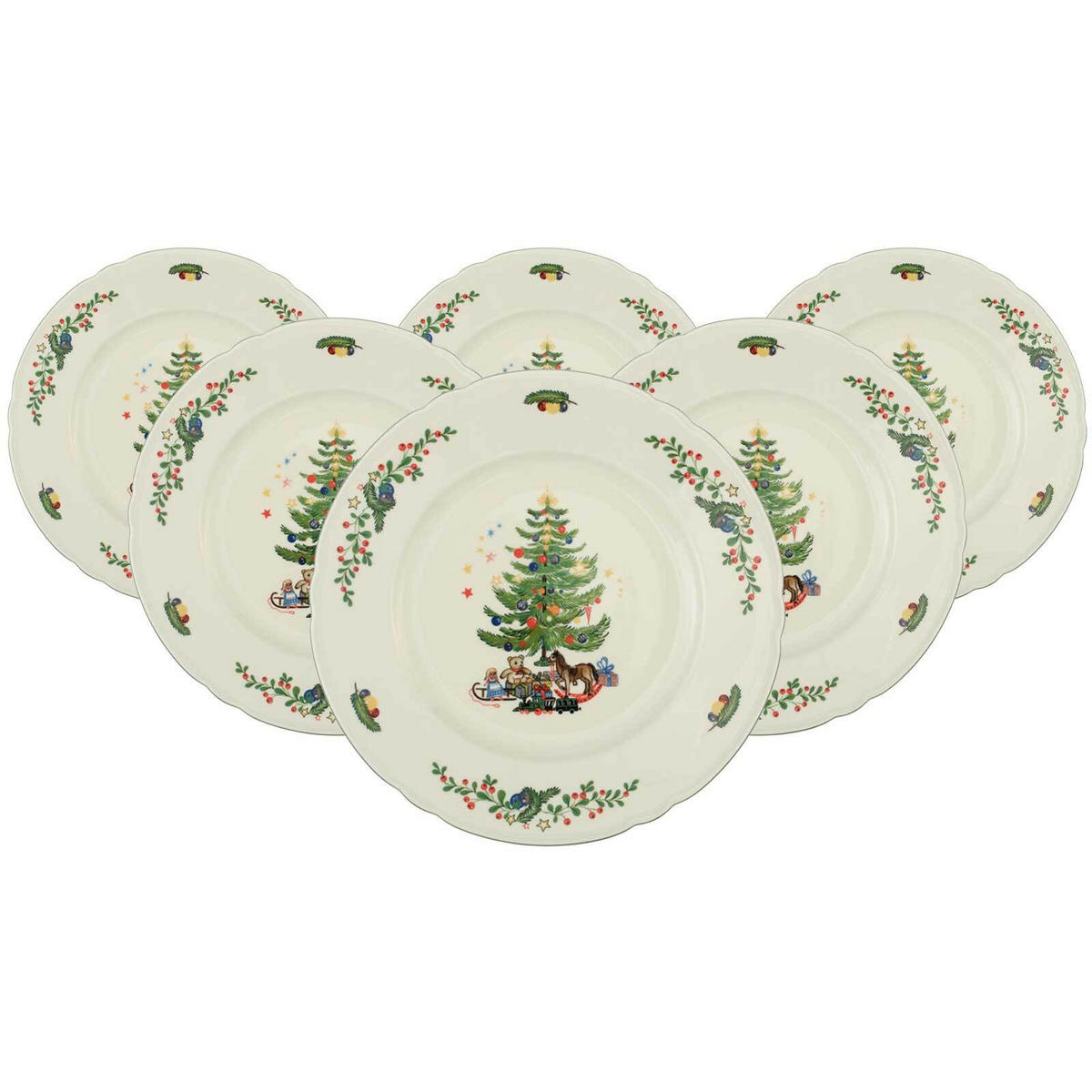 SPEISETELLER Marieluise Weihnachten weiß-grün ø 27,3 cm 6er Set - Weiß/Grün, Keramik (27.3cm) - Seltmann Weiden
