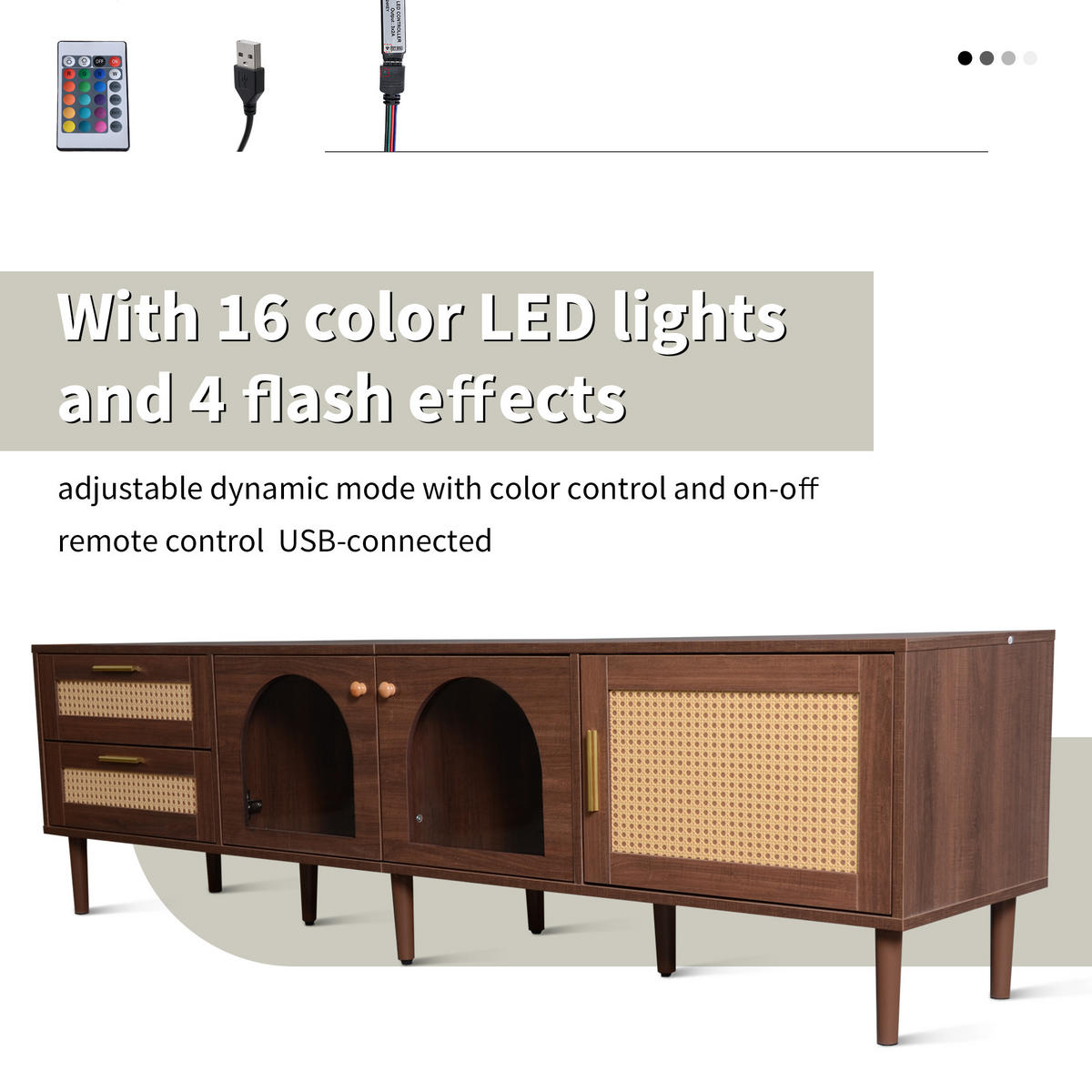 TV-LOWBOARD Led Braun 180/40/50 cm - Braun, Holz (180/50/40cm) - PANGIVO