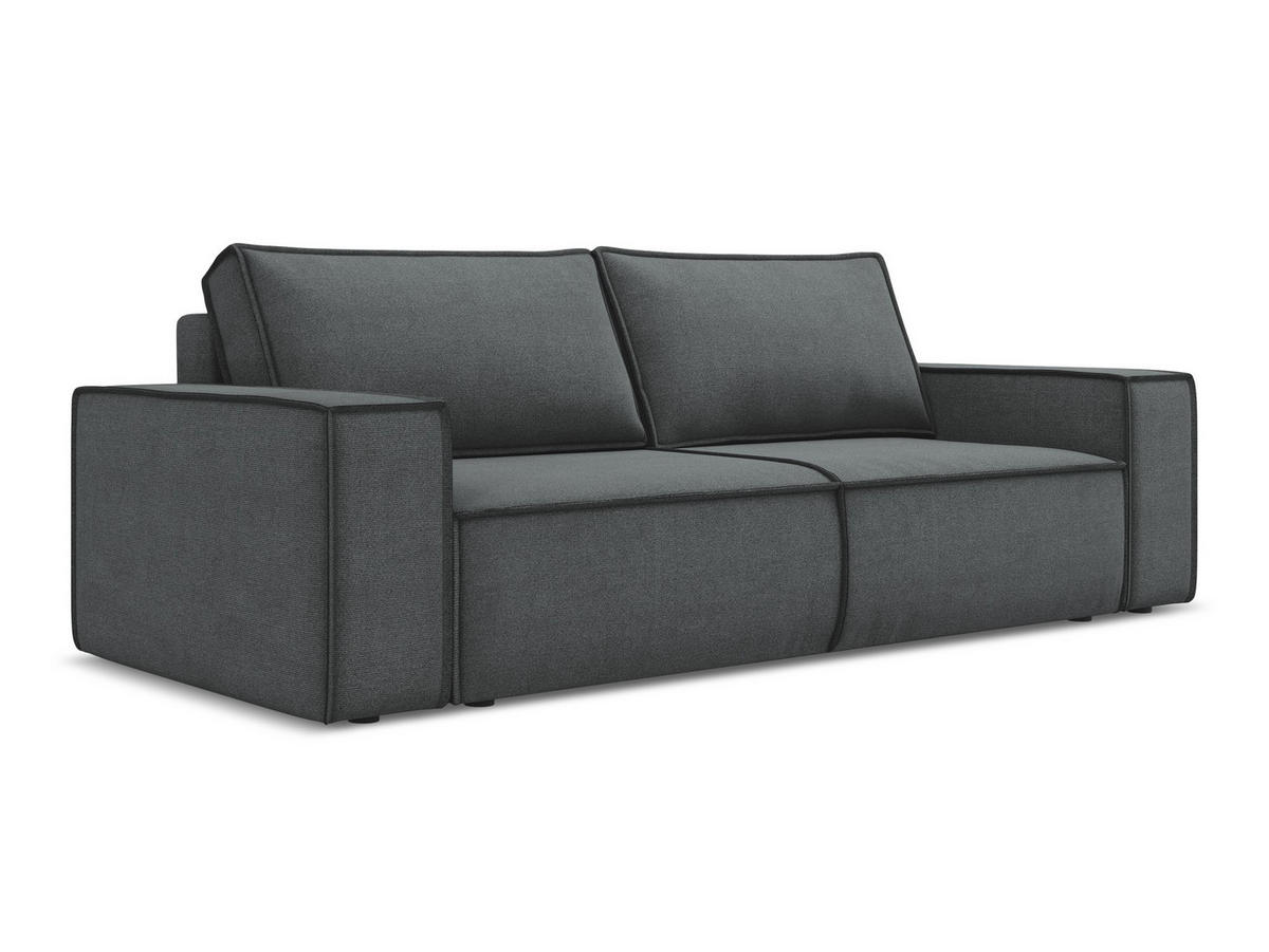 3-SITZER SOFA mit Schlaffunktion Strukturstoff Stoff Grau - Schwarz/Grau, Kunststoff/Textil (255/85/105cm) - Makamii