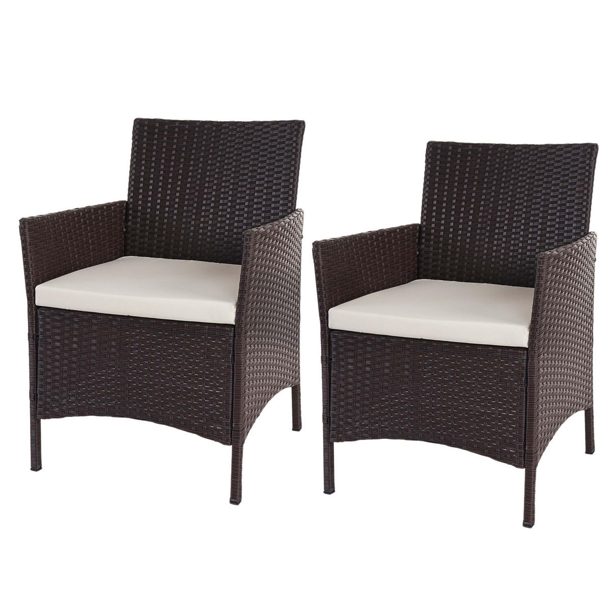 LOUNGE-SET Gartengarnitur Braun-Meliert Kissen Creme - Braun, Metall - PROREGAL