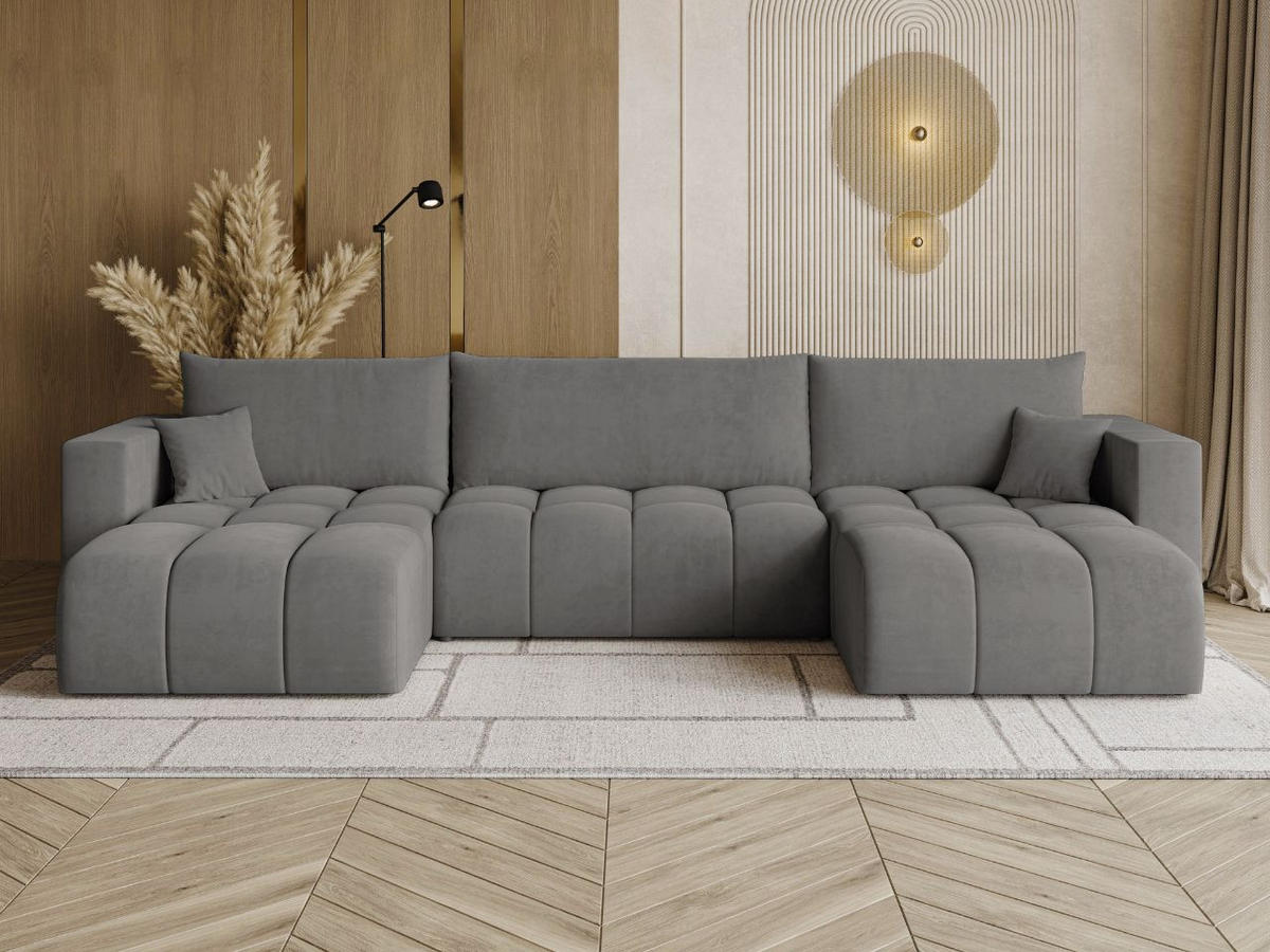 ECKSOFA U Neva Dunkelgrau - Dunkelgrau, Holz/Textil (370/170cm) - Graingold