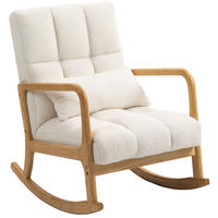 SCHAUKELSTUHL 90°–130° Lendenkissen Sherpa 64,5 x 82 x 89 cm Weiß Holzfarbe - Weiß, Textil (82/89/64.5cm) - Vallsero
