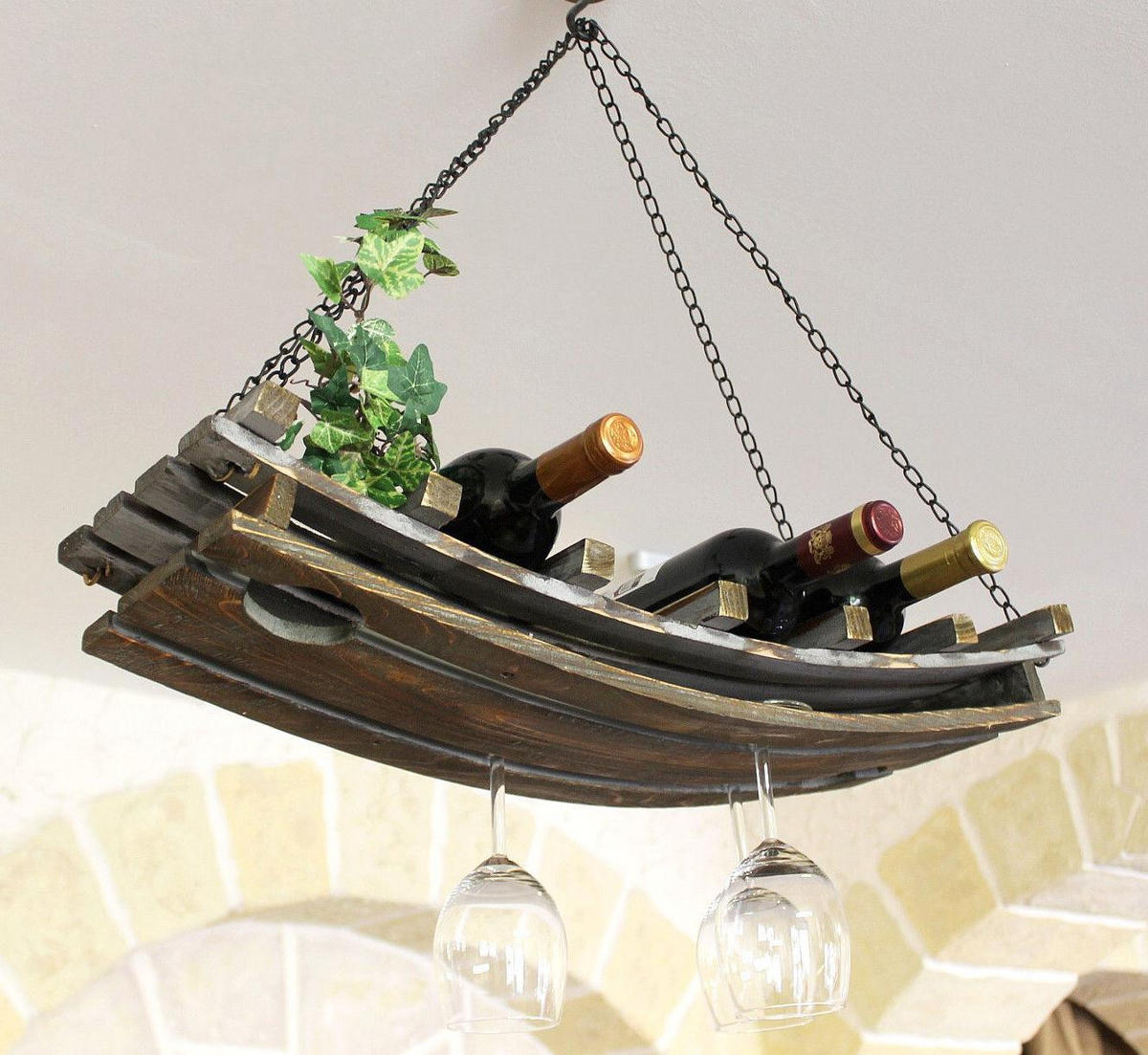 WEINREGAL Deckenregal aus Holz 65cm - Braun, Holz (65/8/24cm) - DanDiBo