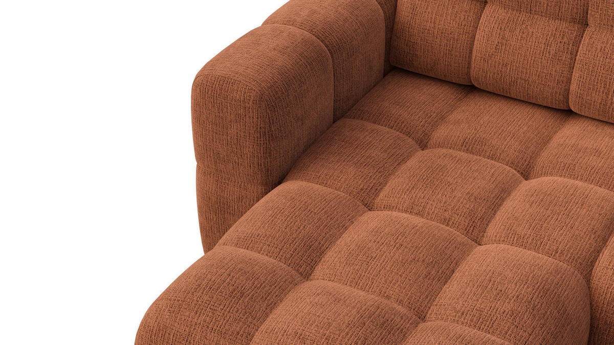 ECKSOFA CLOUDI 4-Sitzer links, rostrot - Schwarz/Orange, Holz/Textil (294/160cm) - Courtois Laville
