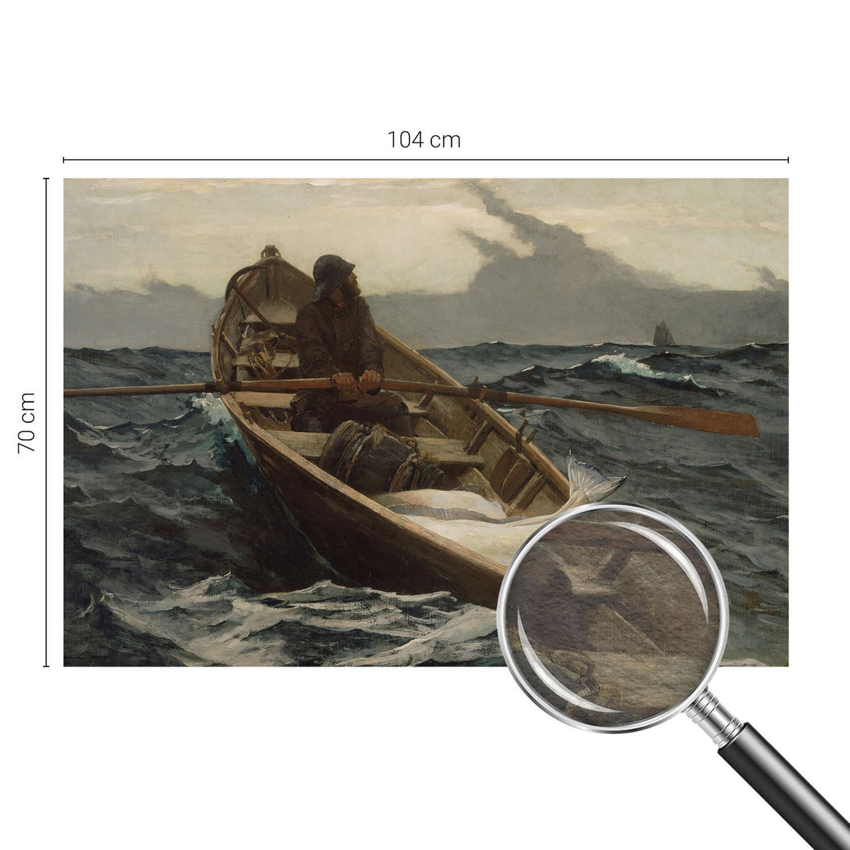 FOTOTAPETE 104x70 cm - Fischer auf See - Grau, Textil (104/70cm) - Wallfluent