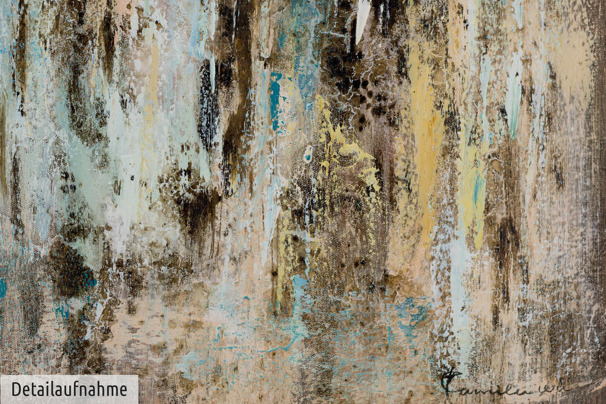 ÖLGEMÄLDE 80/80 cm - Blau/Braun, Holz/Textil (1.54/80cm) - KUNSTLOFT