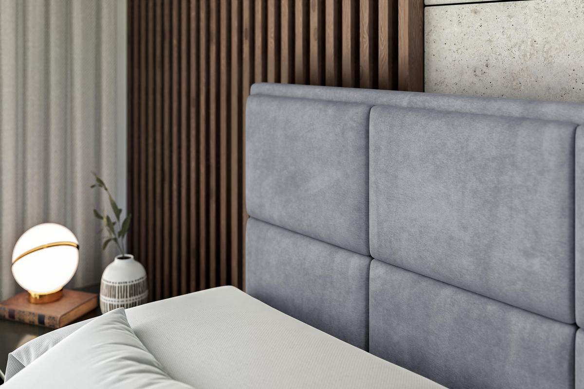 BOXBETT mit Matratze H4 und Lattenrost - NOVA - 200x200 - H4 - Grau - Grau, Holzwerkstoff (200/200cm) - ALTDECOR