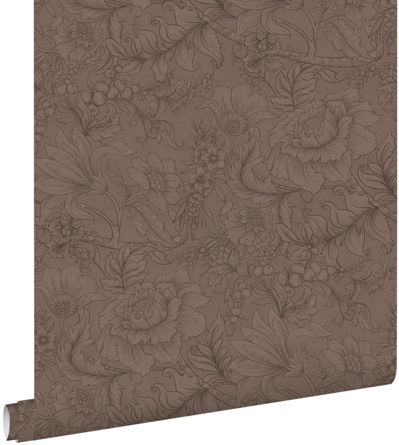 TAPETE Blumenmuster 50 x 900 cm - Braun, Papier (50/900cm) - ESTAhome
