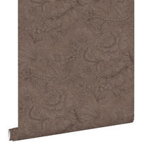 TAPETE Blumenmuster 50 x 900 cm - Braun, Papier (50/900cm) - ESTAhome