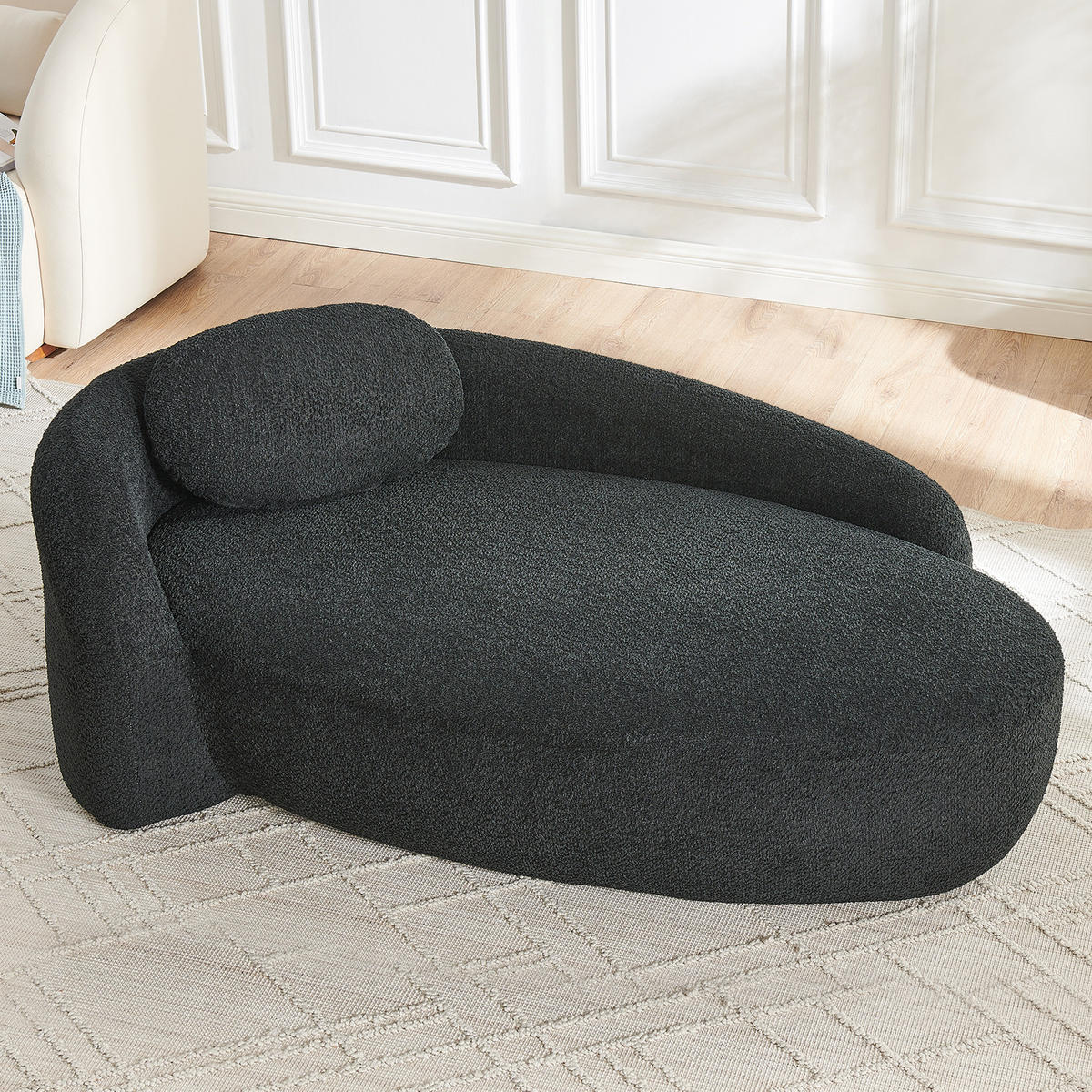 RÉCAMIERE DE-34585 Teddyfleece mit abgerundetem Design Schwarz - Schwarz, Textil (96/62/170cm) - ComfortXL