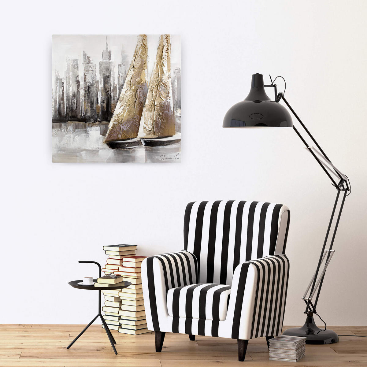ÖLGEMÄLDE 80/80 cm - Grau, Holz/Textil (80/80cm) - KUNSTLOFT