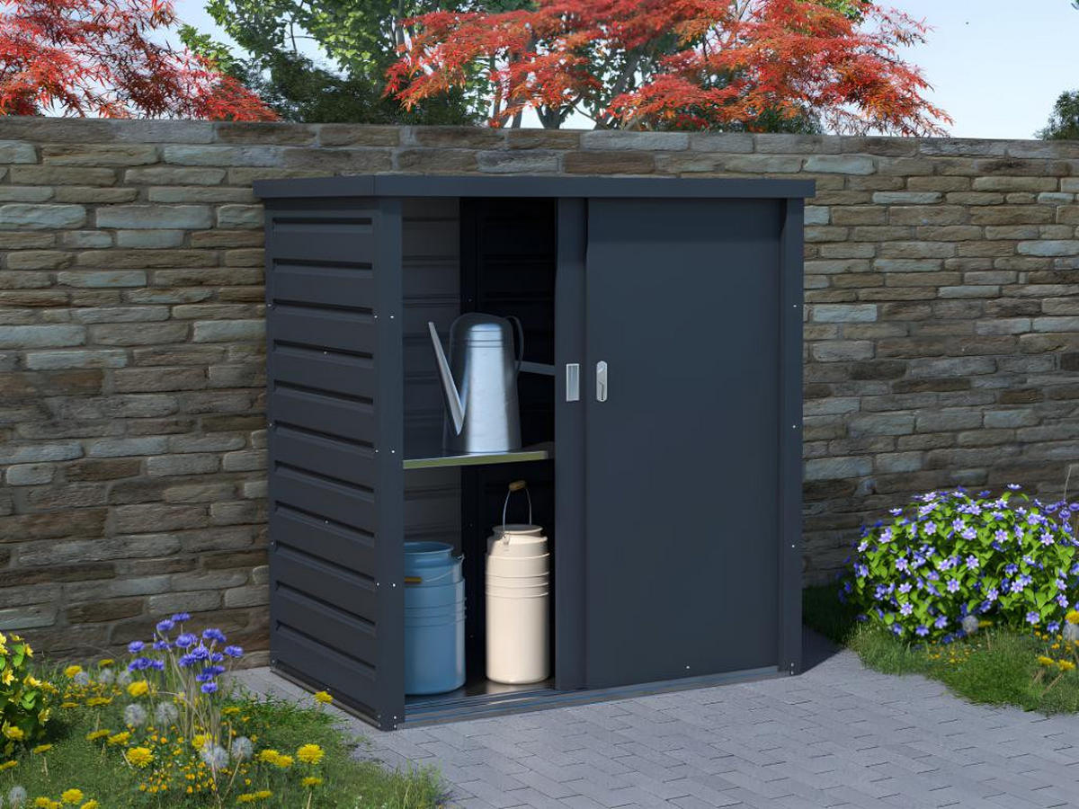 GARTEN-AUFBEWAHRUNGSSCHRANK - 125 x 80 x 131 cm - Stahl - Grau - REIVAX - Anthrazit, Metall (80/131/125cm) - Vente-Unique