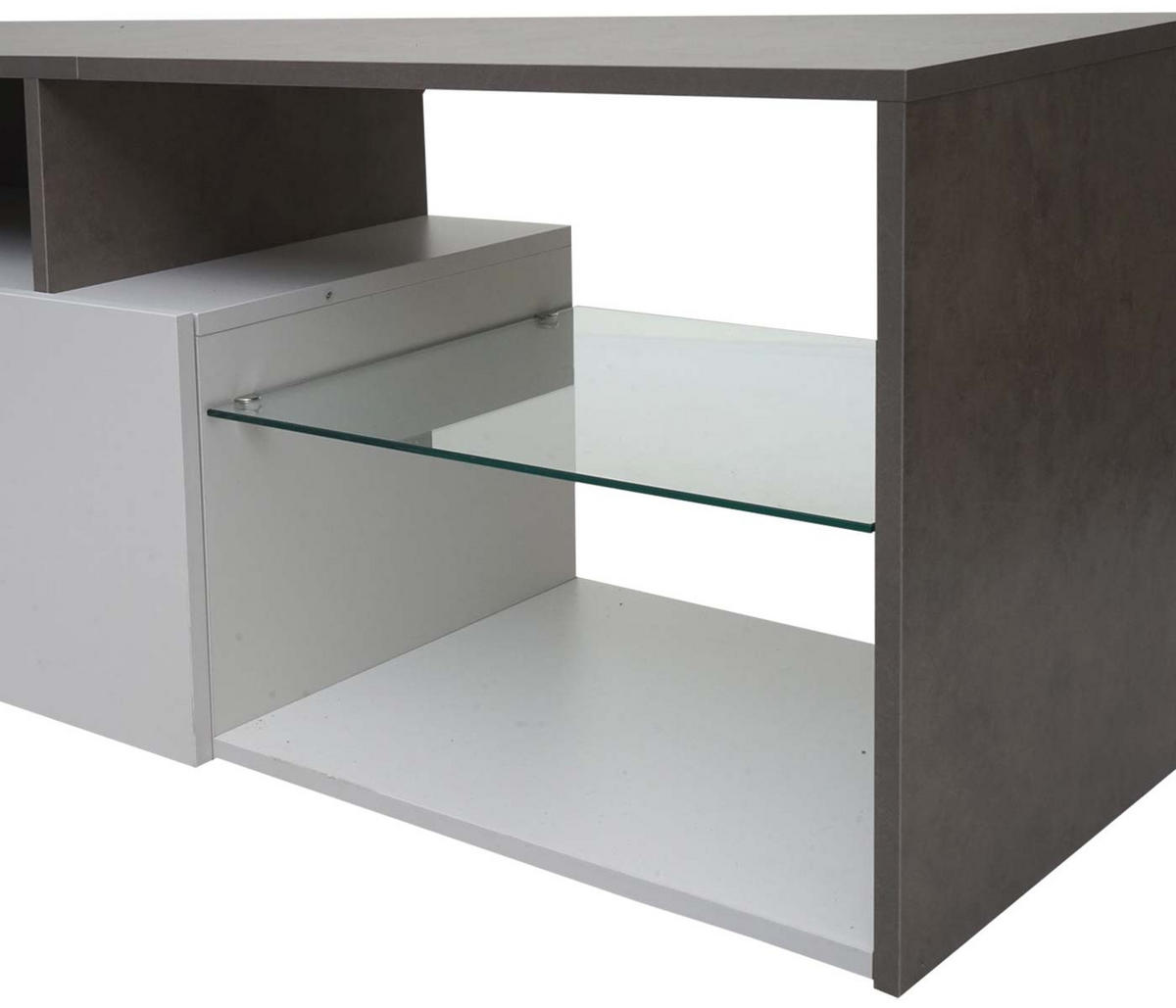 TV-RACK Beton Dekor, weiß - Weiß/Grau, Holz (170/47/40cm) - MCW