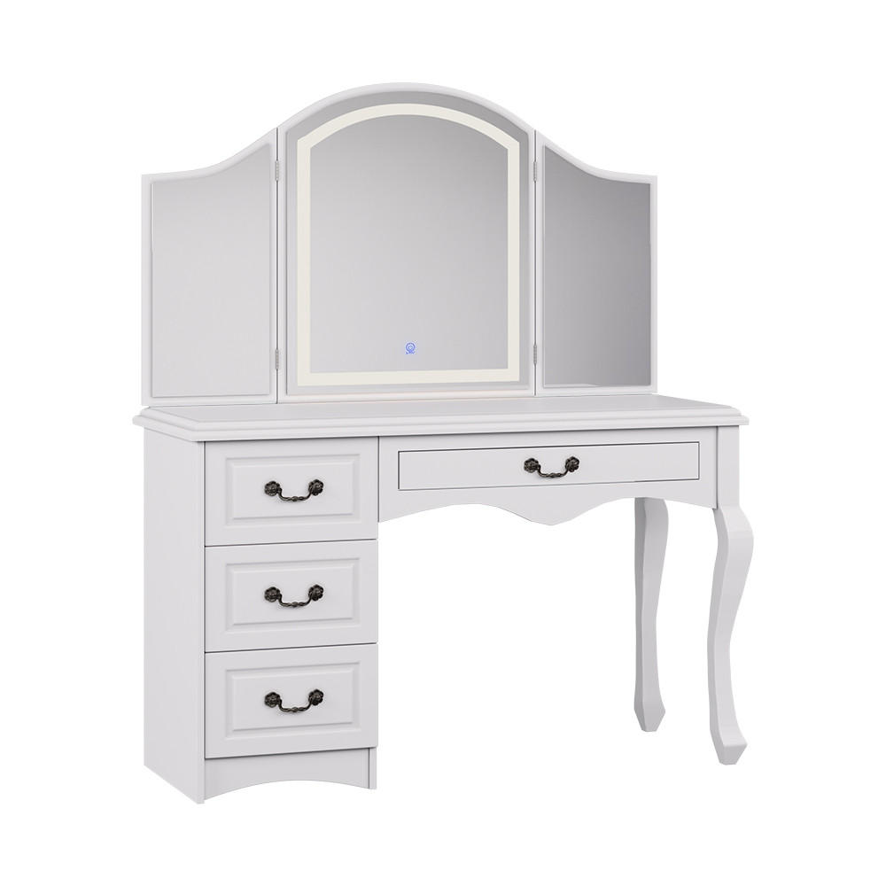 SCHMINKTISCH Belle Weiß 120 cm mit dimmbarer LED-Beleuchtung - Weiß, Holzwerkstoff (120/147/45cm) - Vicco