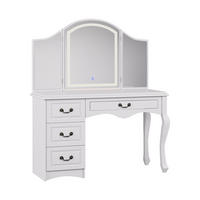 SCHMINKTISCH Belle Weiß 120 cm mit dimmbarer LED-Beleuchtung - Weiß, Holzwerkstoff (120/147/45cm) - Vicco