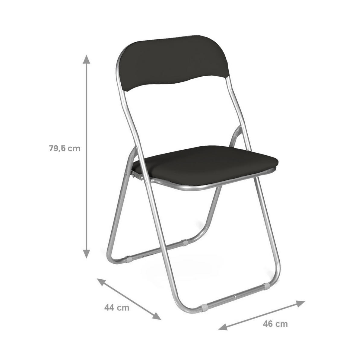 KLAPPSTUHL 2er Set in Metall Schwarz 47x43h79.5 - Grau, Metall (43/79.5/47cm) - DMORA