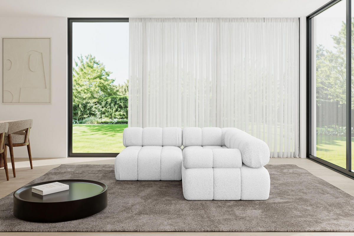 ECKSOFA modulares Sofa Mende-L1 - 190x190x70 cm Weiß Bouclé - Weiß, Holzwerkstoff/Textil (190/190cm) - ALTDECOR