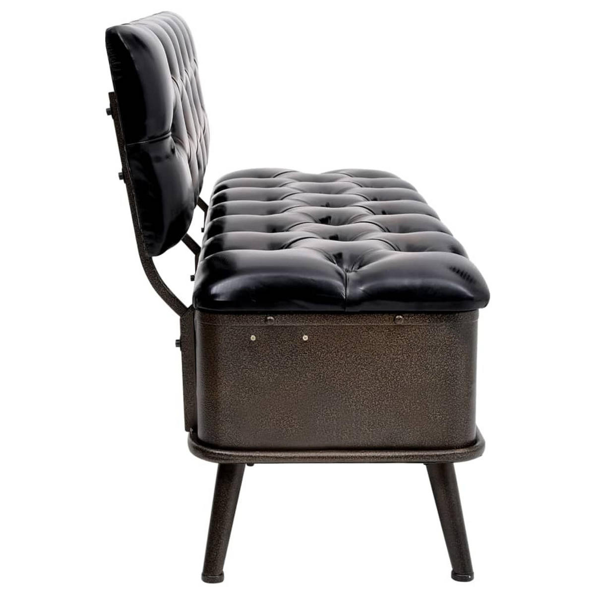SITZBANK mit Stauraum und Rückenlehne 110cm Schwarz Kunstleder - Schwarz, Textil (110/75/52cm) - furnicato