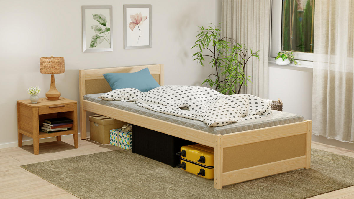 KINDERBETT Luna 200x90 mit Lattenrost - Naturfarben, Holzwerkstoff (90/200cm) - LUKDOM
