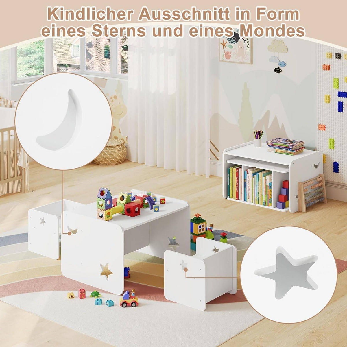 KINDERSITZGRUPPE für Zuhause Kindergarten, Weiß - Weiß, Holzwerkstoff (65.5/53/42cm) - Woltu