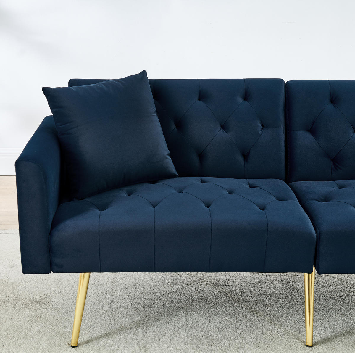 SOFA 2-Sitzer mit 3-fach verstellbarer Rückenlehne Blau Samt - Blau, Holzwerkstoff (177/74/78cm) - Meubliv