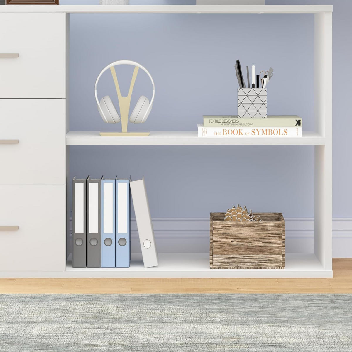 SCHREIBTISCH drehbar mit Schubladen 140 x 50 x 76 cm - Weiß, Holzwerkstoff/Metall (50/140/76cm) - Quality Elegance