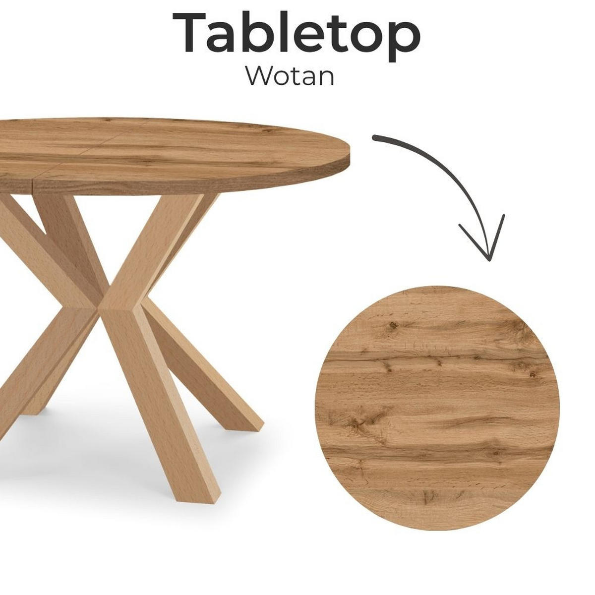 ESSTISCH RAL mit Holzbeinen, Durchmesser: 100 / 150 cm Eiche Wotan - Eiche Wotan, Holz (100/150/77cm) - Dekori_Interiors
